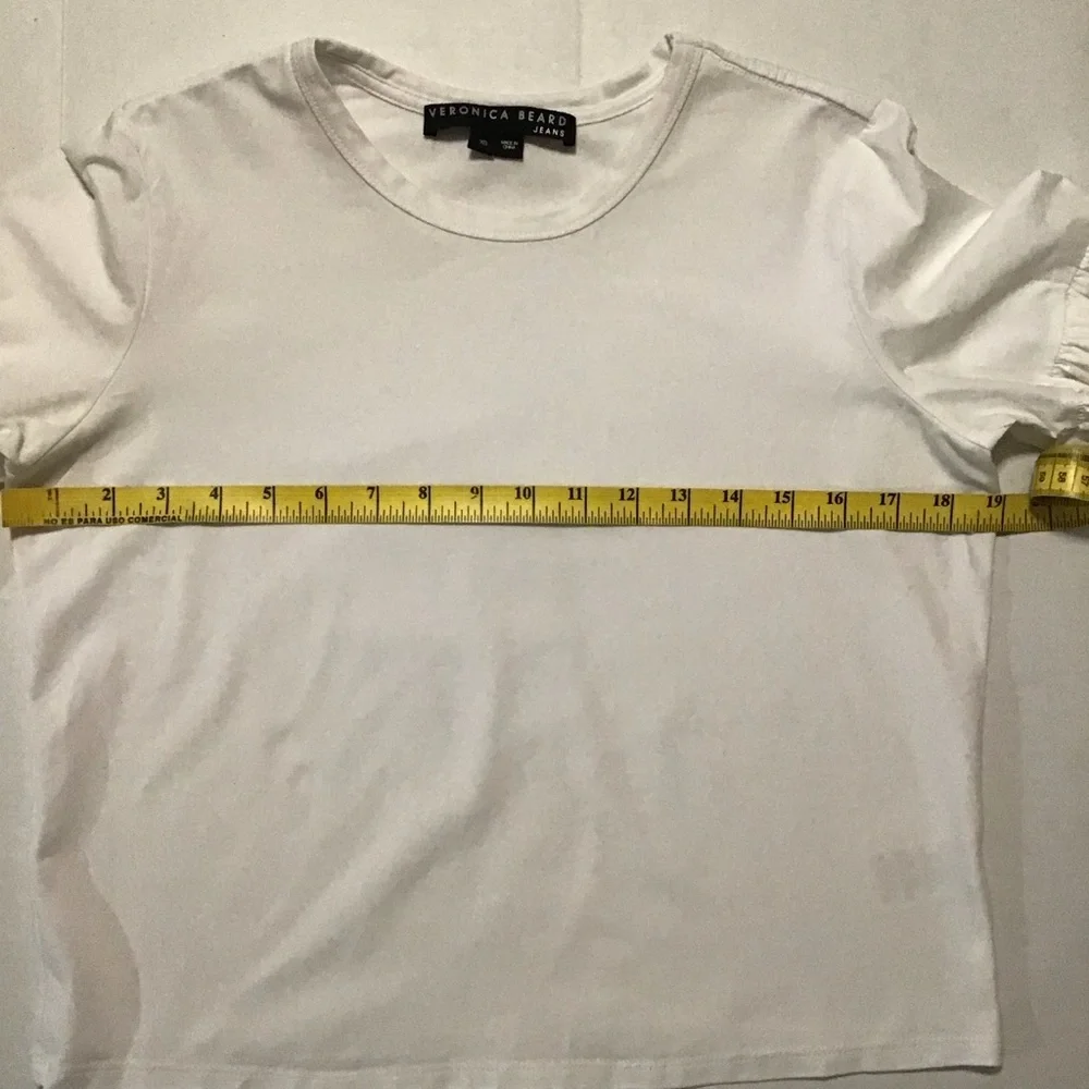 Veronica Beard Jeans Women’s White Blouse Flared Ruffle Short Sleeve - Picture 5 of 8